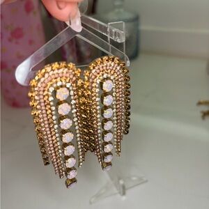 Feed Me Gems/HairCandy By Han Elegant Gold and Pink Crystal Earrings